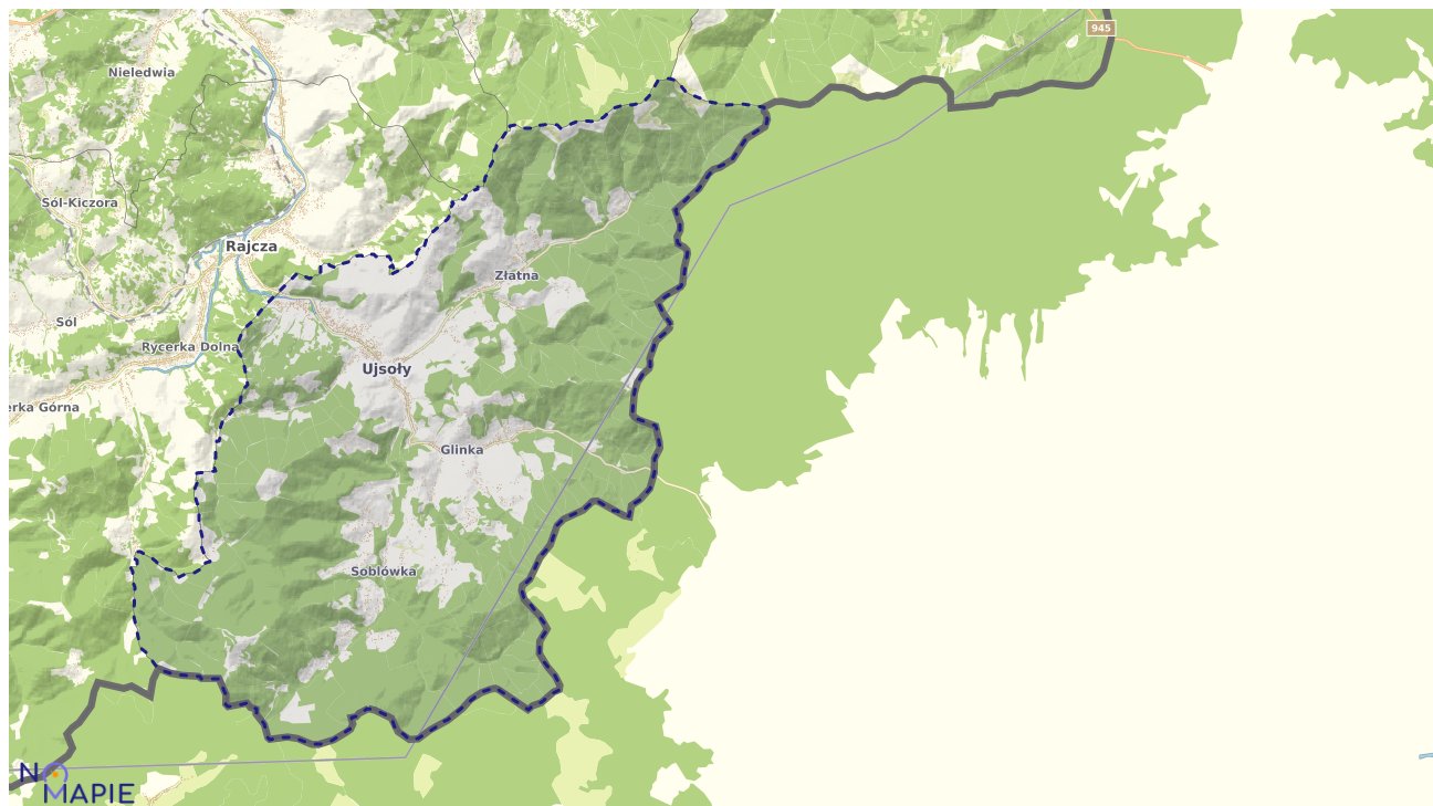 Mapa obszarów ochrony przyrody Ujsoł