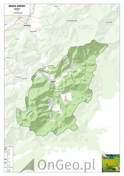 Mapa gminy Ujsoły